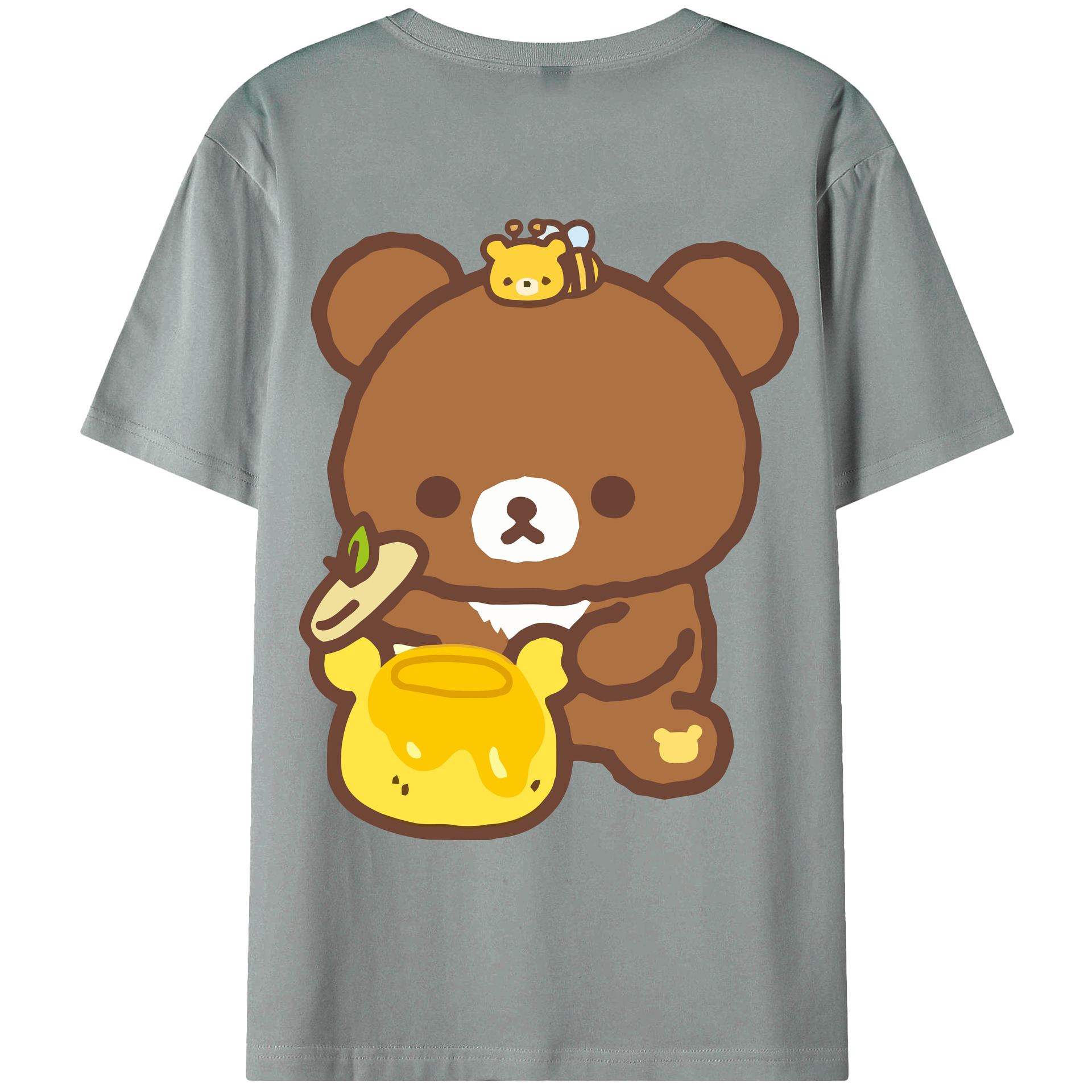 （画像用） リラックマ リラックマ キイロイトリ Rilakkuma Korilakkuma Kiiroitori 綿100％ メンズ半袖Tシャツ（バックプリント） 通気性
